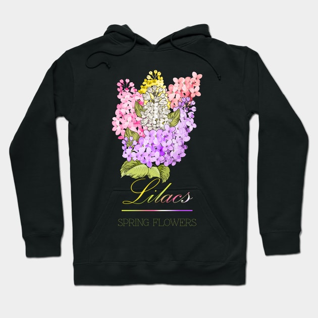 Spring Flowers Lilacs-Gifts with printed flowers-Spring flower t-shirt-Floral shirt-Vintage Lilacs Hoodie by KrasiStaleva